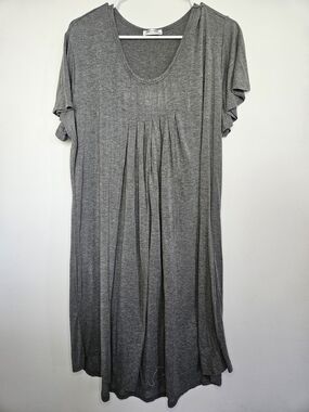 Ekouaer Gray Nightgown Sleep Dress Ruffle Sleeve Pleated Lounge Plus Size XXXL🔥